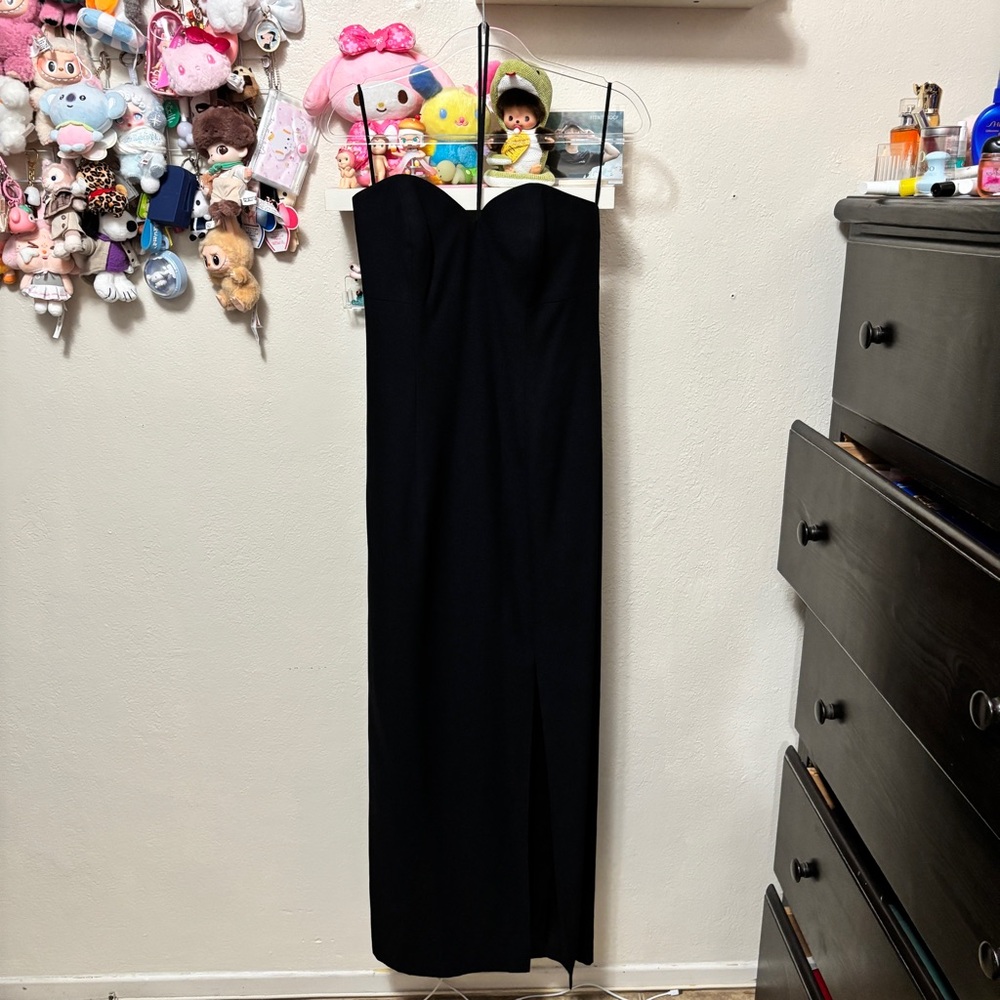 Vintage AJ Bari Black Strapless Slit Maxi Dress Size 10